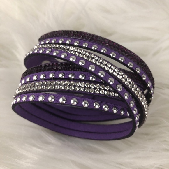 Purple & Silver Rhinestone Bracelet - Picture 1 of 3